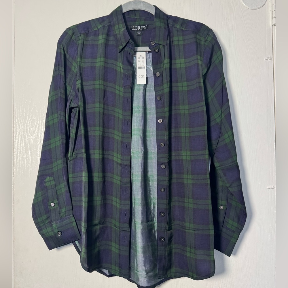 J. Crew Green and Blue Plaid Shirt